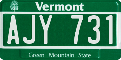 VT license plate AJY731