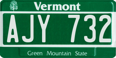 VT license plate AJY732