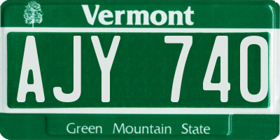 VT license plate AJY740