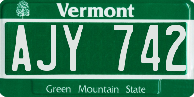 VT license plate AJY742