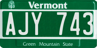 VT license plate AJY743