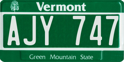 VT license plate AJY747