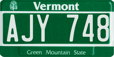 VT license plate AJY748