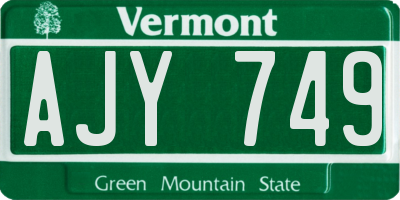 VT license plate AJY749