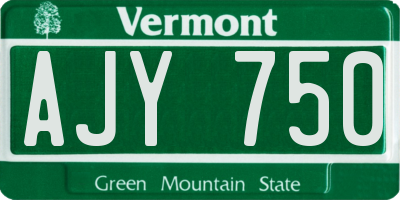 VT license plate AJY750