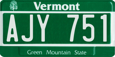 VT license plate AJY751