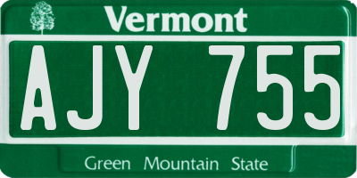 VT license plate AJY755