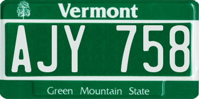 VT license plate AJY758