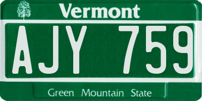 VT license plate AJY759