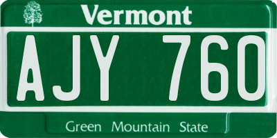 VT license plate AJY760