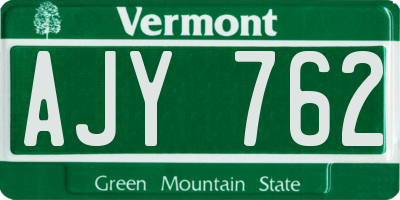 VT license plate AJY762