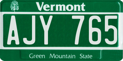 VT license plate AJY765
