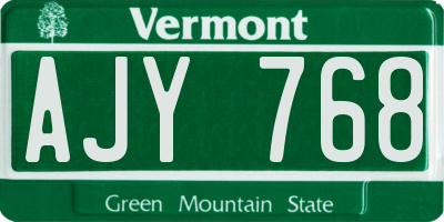 VT license plate AJY768