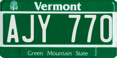 VT license plate AJY770