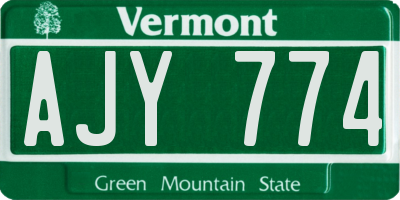 VT license plate AJY774
