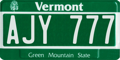 VT license plate AJY777