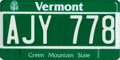 VT license plate AJY778