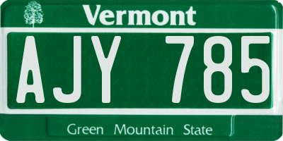 VT license plate AJY785