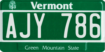 VT license plate AJY786
