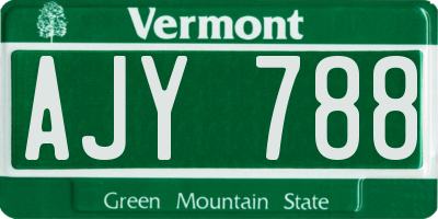 VT license plate AJY788