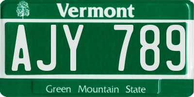 VT license plate AJY789