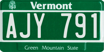 VT license plate AJY791