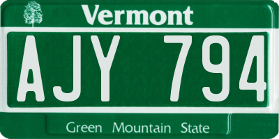 VT license plate AJY794