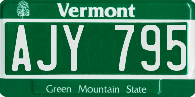 VT license plate AJY795