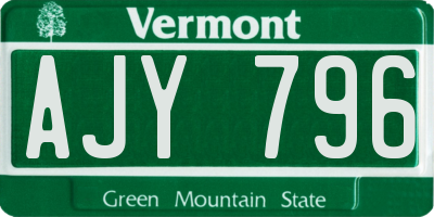 VT license plate AJY796