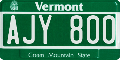 VT license plate AJY800