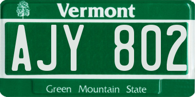 VT license plate AJY802