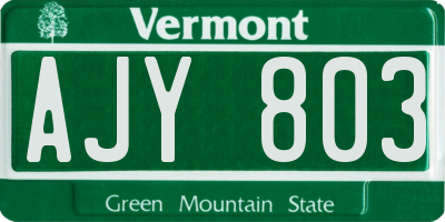 VT license plate AJY803