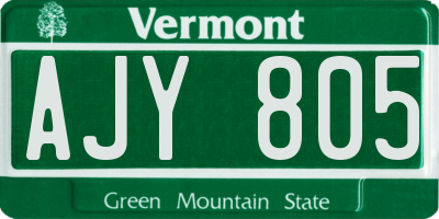 VT license plate AJY805