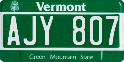 VT license plate AJY807