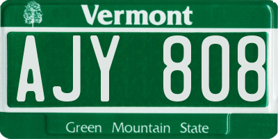 VT license plate AJY808