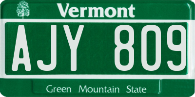 VT license plate AJY809