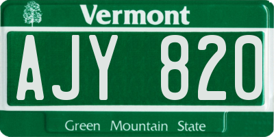 VT license plate AJY820