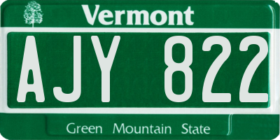 VT license plate AJY822