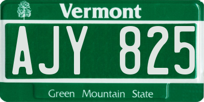 VT license plate AJY825
