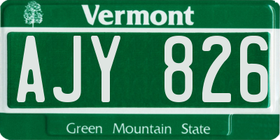 VT license plate AJY826