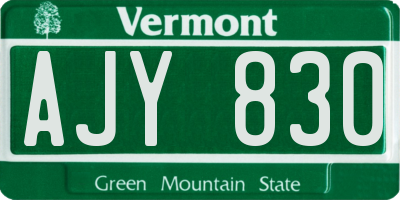 VT license plate AJY830