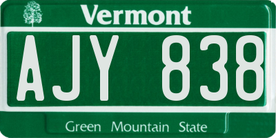 VT license plate AJY838