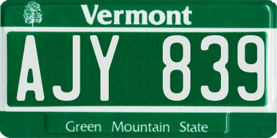 VT license plate AJY839