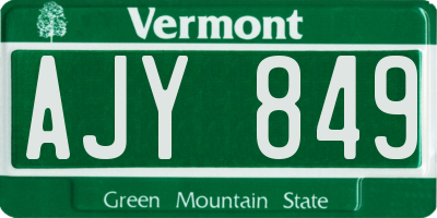 VT license plate AJY849