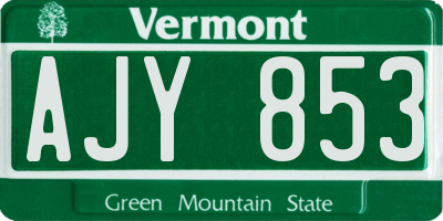 VT license plate AJY853