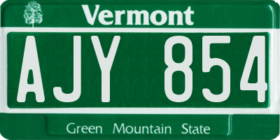VT license plate AJY854