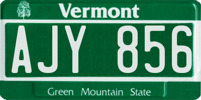 VT license plate AJY856