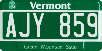 VT license plate AJY859