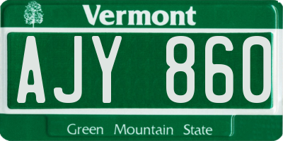 VT license plate AJY860