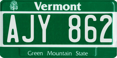 VT license plate AJY862